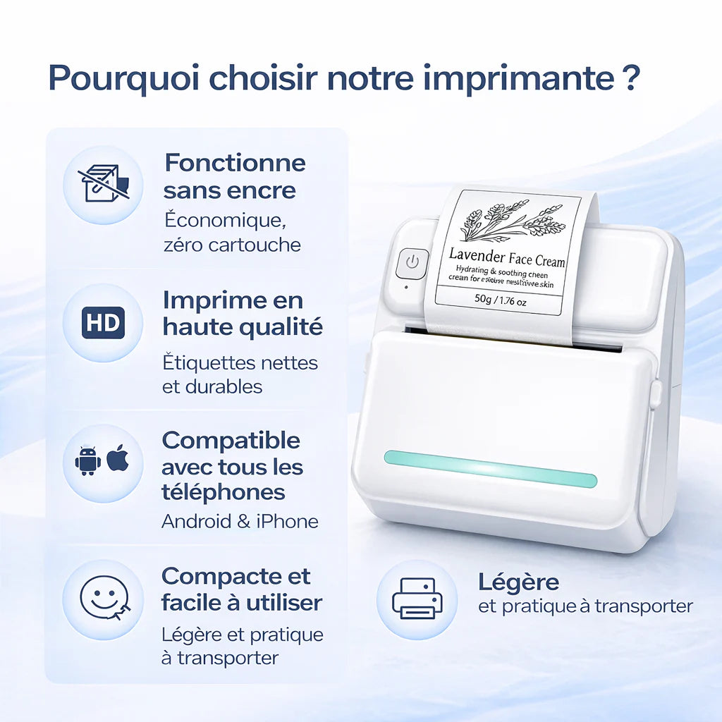 Portable HD Mini Printer – Print Photos & Labels Instantly from Your Phone