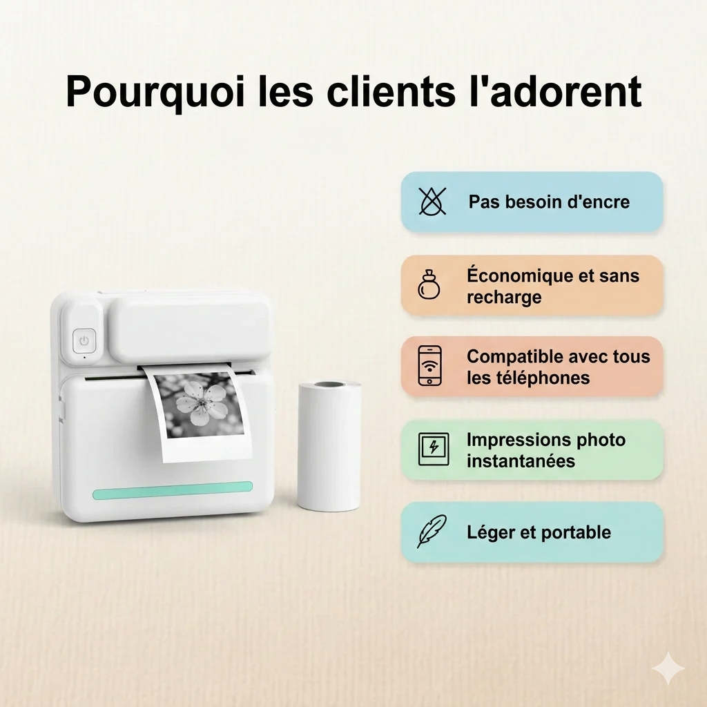 Portable HD Mini Printer – Print Photos & Labels Instantly from Your Phone